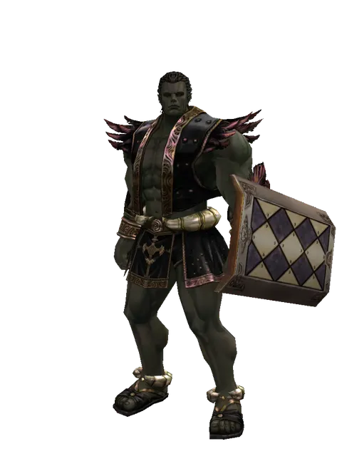 Square Shield on a male Orc fighter, front view
