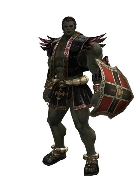 Zubei Shield on a male Orc fighter, front view