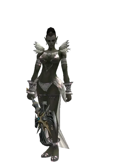 Barakiel's Axe on a female Orc mystic, front view