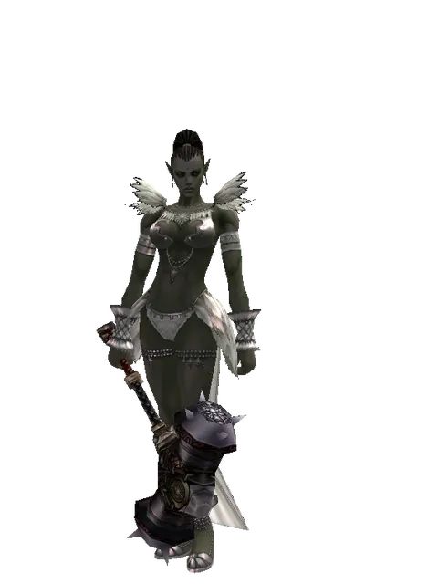 Basalt Battlehammer on a female Orc mystic, front view