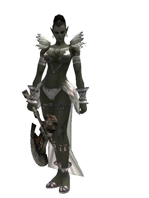 Battle Axe on a female Orc mystic, front view
