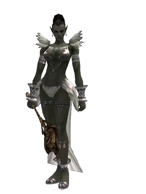 Club of Nature on a female Orc mystic, front view