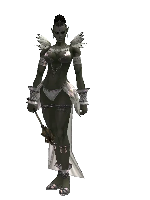 Dwarven Mace on a female Orc mystic, front view