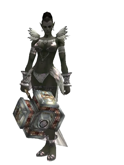 Dynasty Cudgel on a female Orc mystic, front view
