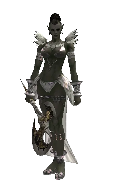 Ecliptic Axe on a female Orc mystic, front view