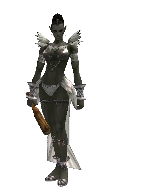 Gallint's Oak Wand on a female Orc mystic, front view