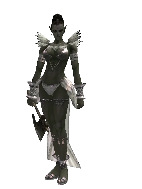 Hand Axe on a female Orc mystic, front view