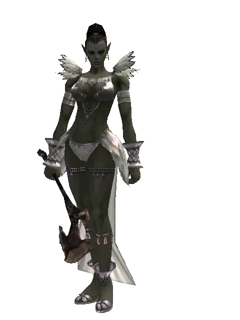 Heavy Bone Club on a female Orc mystic, front view