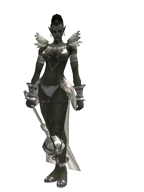 Heavy Mace on a female Orc mystic, front view