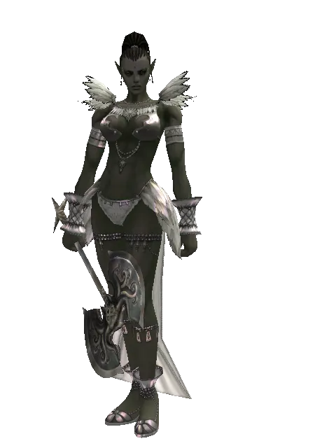 Heavy War Axe on a female Orc mystic, front view