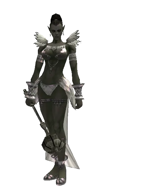 Improved Flanged Mace on a female Orc mystic, front view