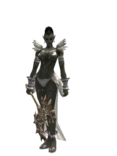 Infinity Axe on a female Orc mystic, front view