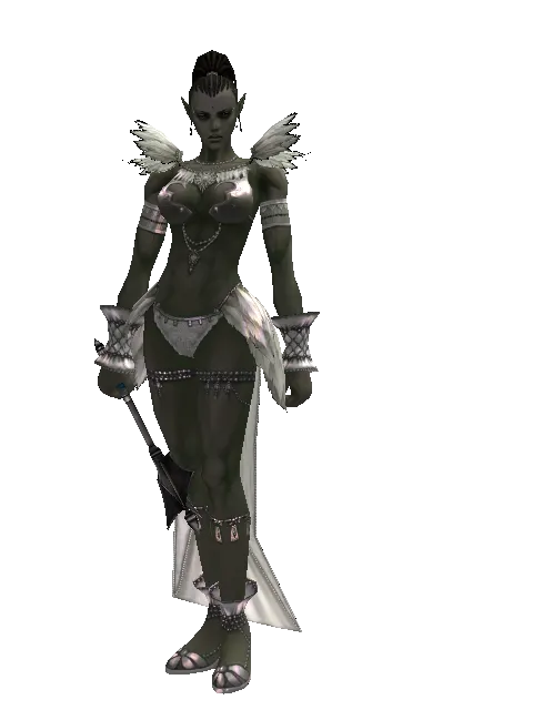 Mace of Judgment on a female Orc mystic, front view