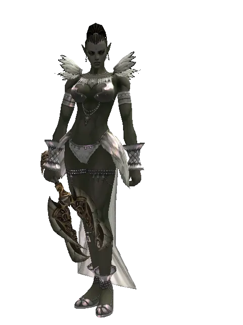 Mace of the Underworld on a female Orc mystic, front view