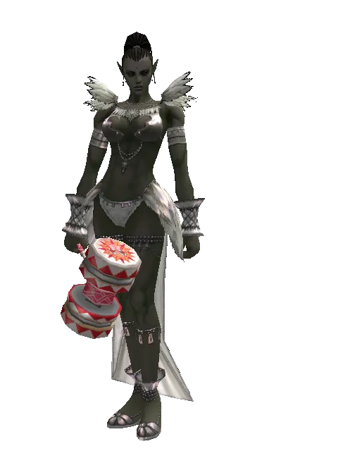 Red Clown Hammer on a female Orc mystic, front view