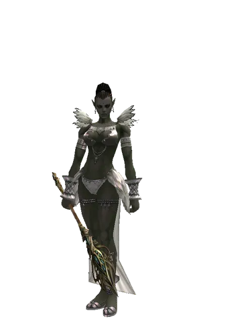Staff of Life on a female Orc mystic, front view