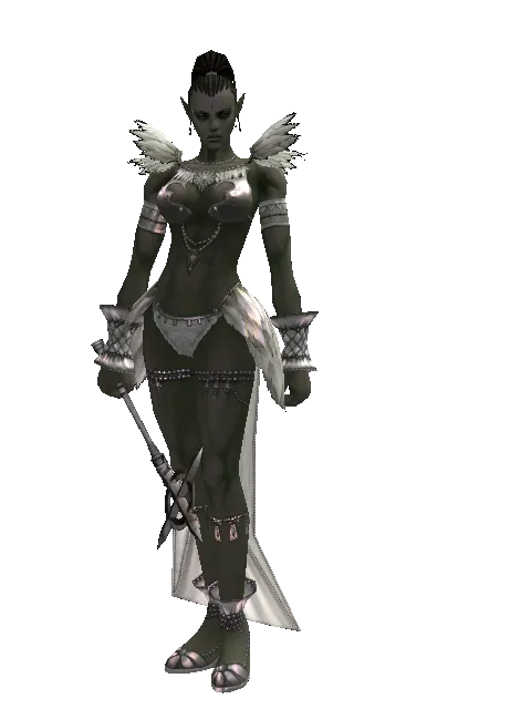 Traveler's Mace on a female Orc mystic, front view
