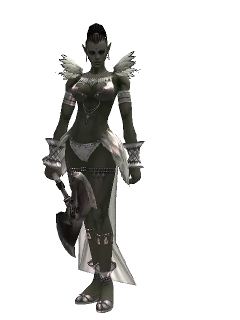 War Axe on a female Orc mystic, front view