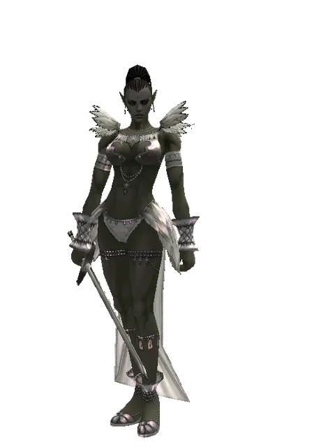 Bastard Sword on a female Orc mystic, front view
