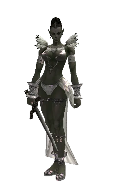 Blood Saber on a female Orc mystic, front view
