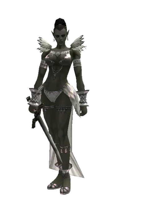 Broadsword on a female Orc mystic, front view