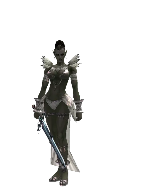 Caliburs on a female Orc mystic, front view