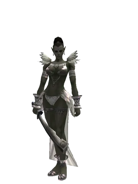 Crimson Sword on a female Orc mystic, front view