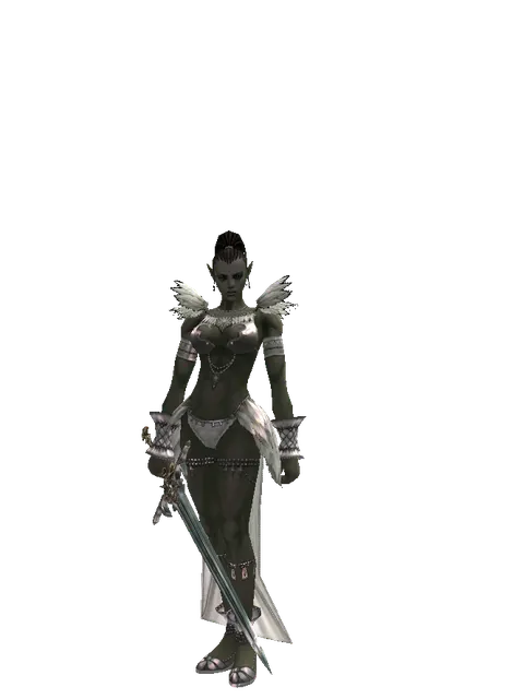 Dynasty Sword on a female Orc mystic, front view
