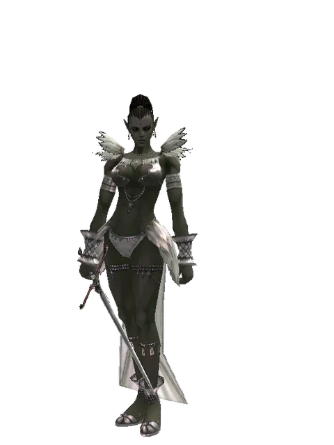 Elemental Sword on a female Orc mystic, front view