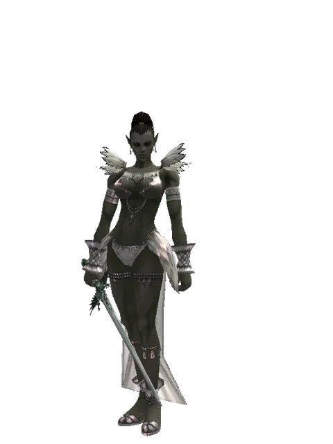 Elven Long Sword on a female Orc mystic, front view