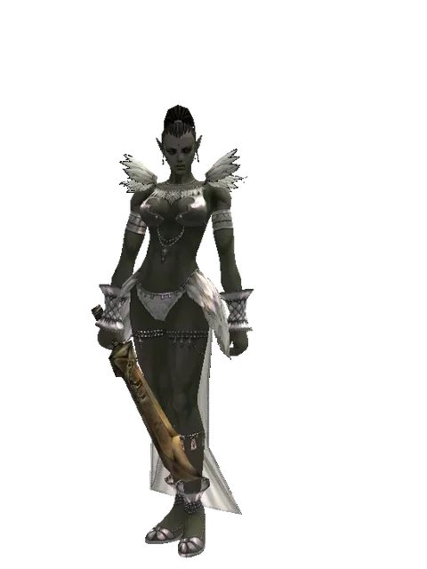 Falchion on a female Orc mystic, front view