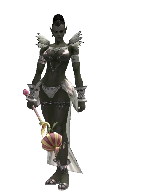 Gatekeeper Transformation Stick on a female Orc mystic, front view