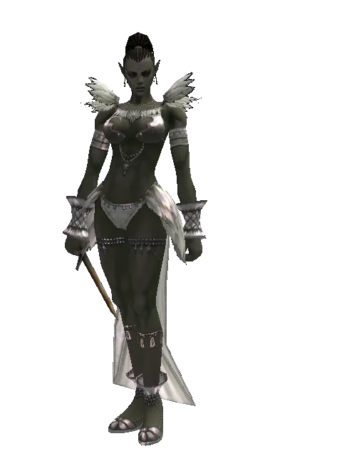 Handmade Sword on a female Orc mystic, front view