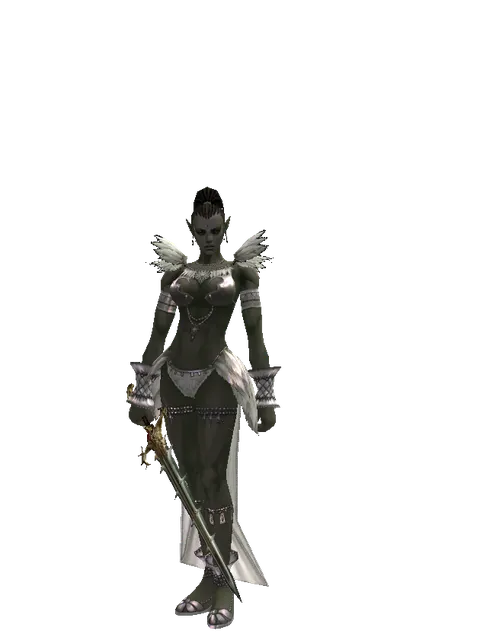 Icarus Sawsword on a female Orc mystic, front view