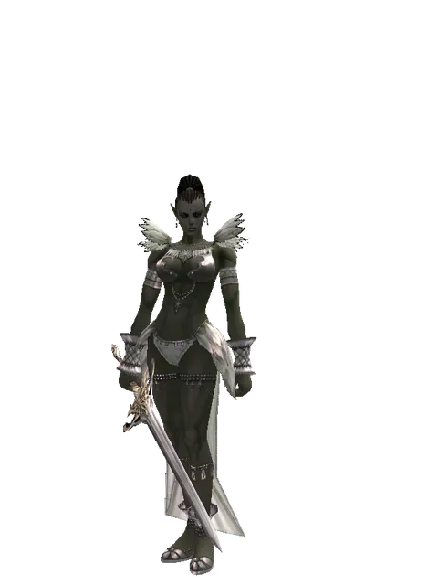 Infinity Blade on a female Orc mystic, front view