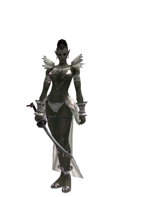 Katana on a female Orc mystic, front view