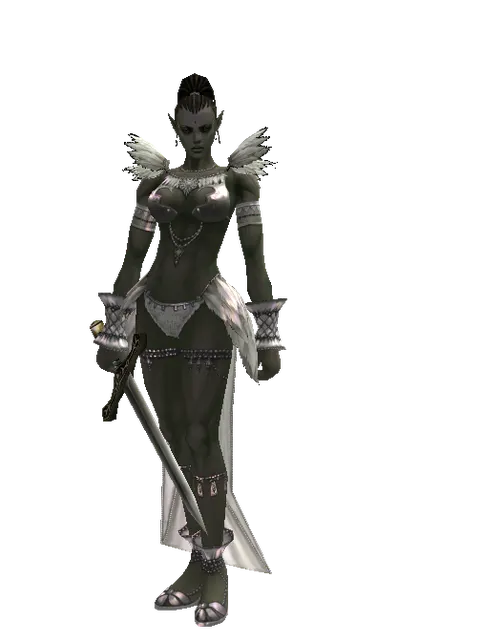 Long Sword on a female Orc mystic, front view