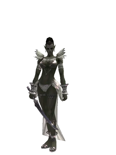 Mysterious Sword on a female Orc mystic, front view
