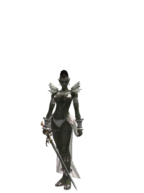 Raid Sword on a female Orc mystic, front view