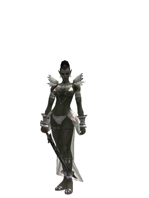 Samurai Longsword on a female Orc mystic, front view