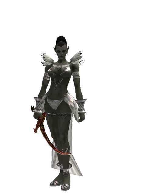 Shamshir on a female Orc mystic, front view