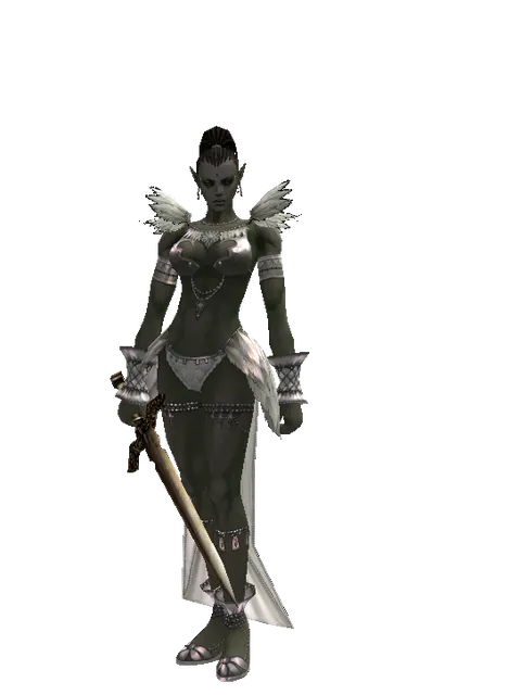 Spinebone Sword on a female Orc mystic, front view