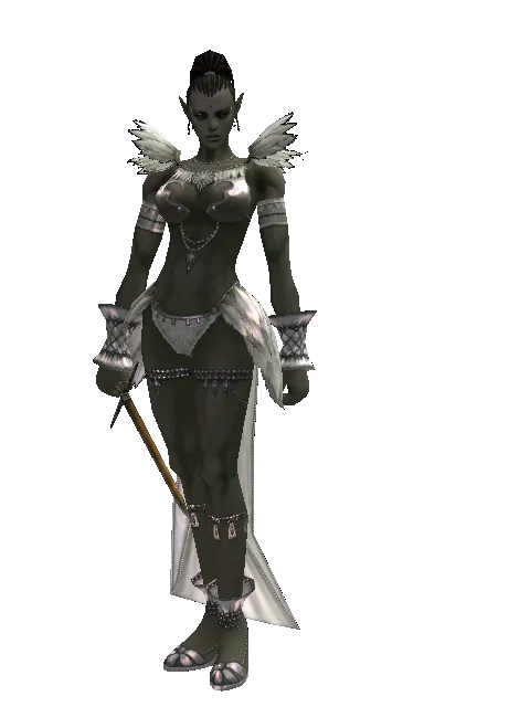Squire's Sword on a female Orc mystic, front view