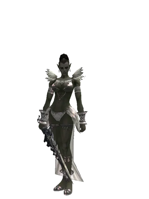 Sword of Damascus on a female Orc mystic, front view