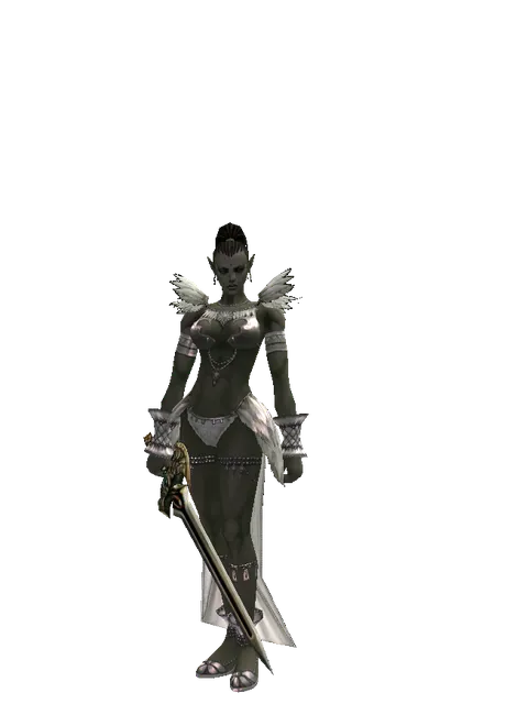 Sword of Delusion on a female Orc mystic, front view