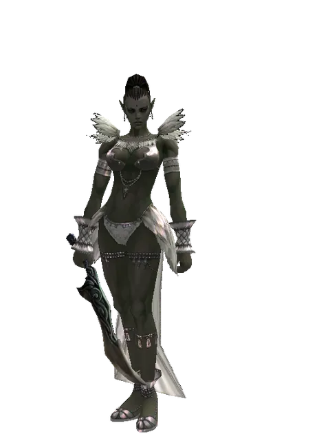 Sword of Limit on a female Orc mystic, front view