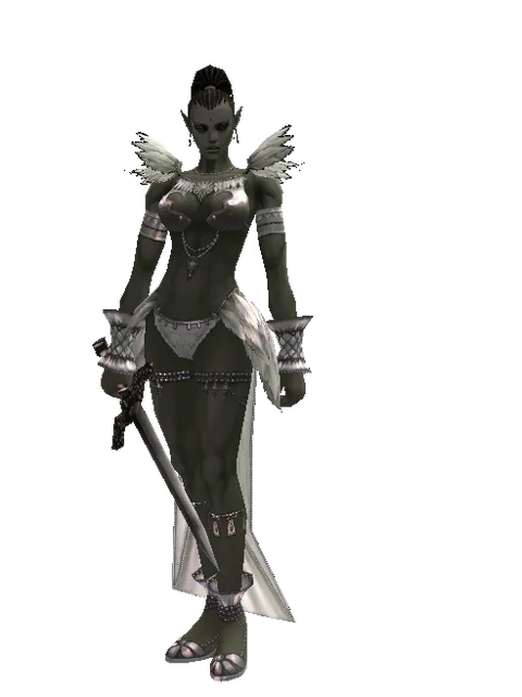 Sword of Sentinel on a female Orc mystic, front view