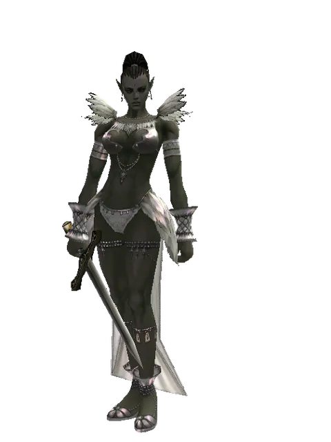 Sword of Solidarity on a female Orc mystic, front view