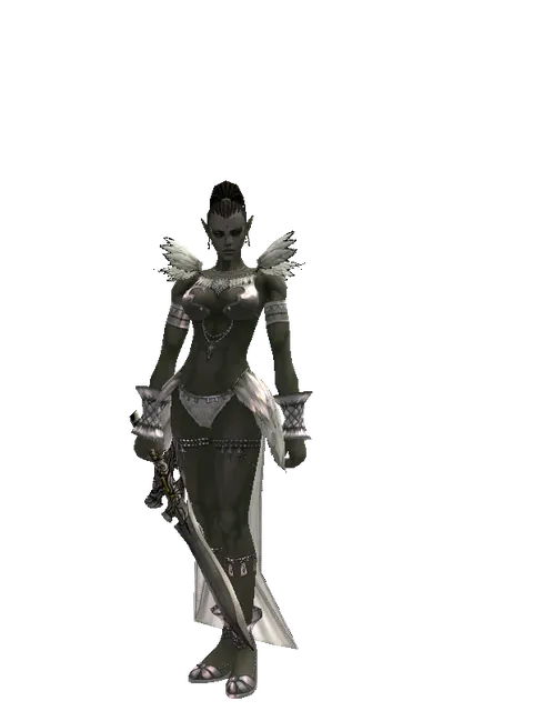 Sword of Whispering Death on a female Orc mystic, front view