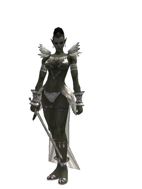 Traveler's Bastard Sword on a female Orc mystic, front view